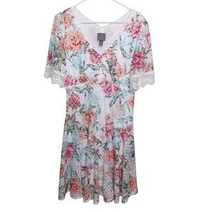 Rabbit X3 Dress Womens Size 14 Floral Crochet Lace Babydoll Coquette Cottagecore